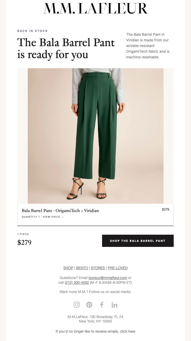 The back-in-stock email Ripple composed